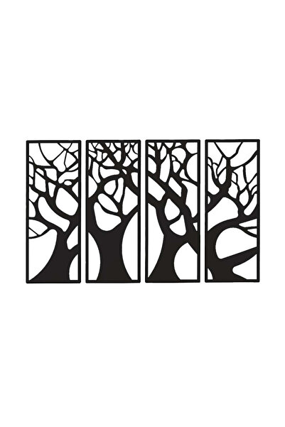 buz Decorațiune murală metalică, design Copacul Vieții, 116 x 76 cm, negru