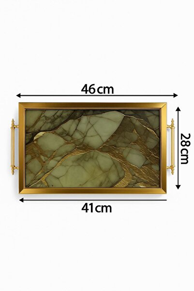Süper Home Elegant Gold Premium Green Tray 1 Piece