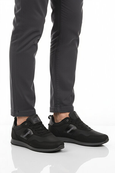 Slazenger Black Smoked Lace-Up Leather Men's Sports Shoes Offense m