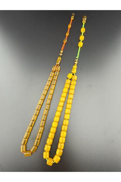 Jewel Valued with the Master Dabbas' Signature, Collectible Crimped Amber Prayer Beads - 2 Pieces