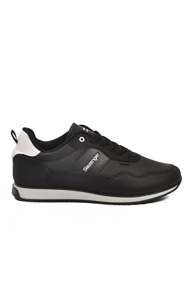Slazenger Black and White Lace-Up Leather Men's Sports Shoes Offense m