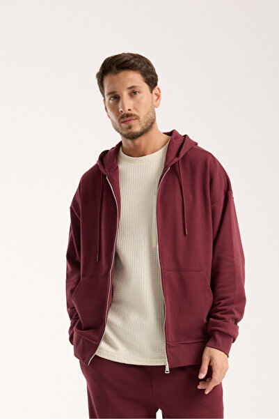 Store 100% cotton men's oversize zippered hooded sweatshirt |   Loose fit hoodie
