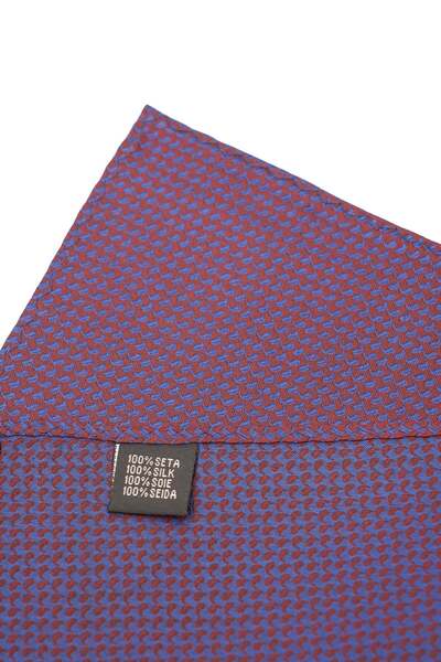 6AM Ceremony Purple pocket square with red geometric pattern