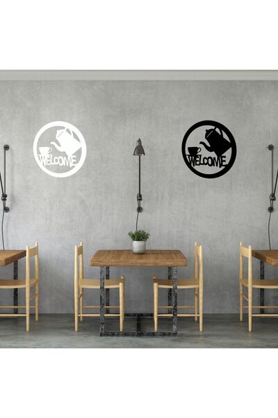 buz Metal wall decoration, "Welcome" design, 50 x 50 cm, black