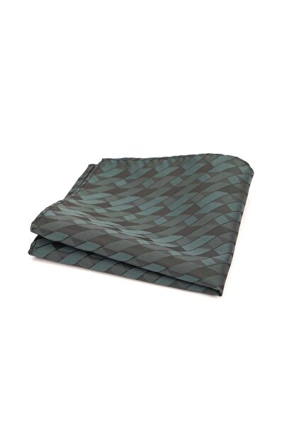 6AM Ceremony Grey pocket square with green geometric pattern