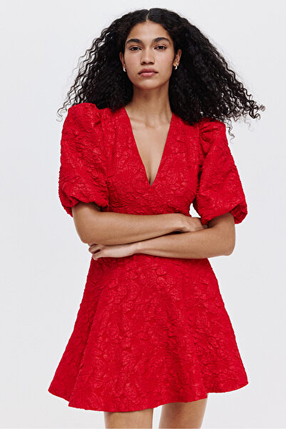 H&M Kabarık Kollu Elbise