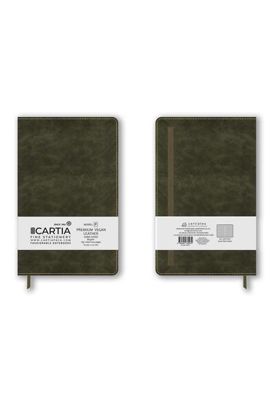 Cartia Premium Vegan Deri Yeşil Nor Defteri Çizgili Sert Kapak 13x21