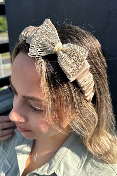 TAKIŞTIR Cream Color Ribbon Detailed Crown