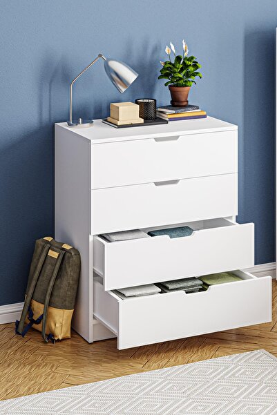 Hofga Lento 4 Çekmeceli Şifonyer Yatak Odası Bebek Odası Beyaz