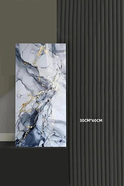 Renkli Duvarlar 4 Adet 60x30cm Blue Gold Mermer Desenli Yapışkanlı Mutfak Banyo Kaplama Duvar Paneli Kağıdı TX-035