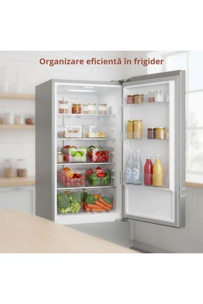 Köken Set of 2 refrigerator and kitchen shelf container, 25.5x10x7 cm, BPA-free transparent plastic