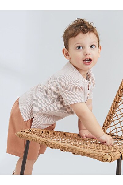 LC Waikiki Lcw Baby Striped Baby Boy Shirt and Shorts 2-Pack