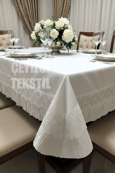 Çt Çeyizci Tekstil Dertsiz Single Tablecloth 160X220Cm |   Lace Dining Tablecloth 160X220Cm Single Table