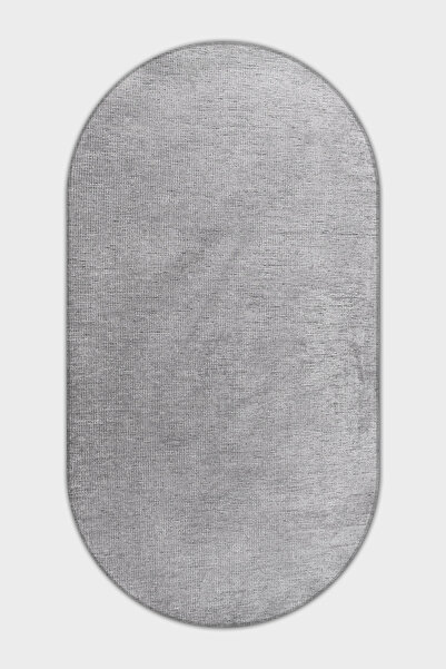 dekozer Azra Oval Gri Halı | Yıkanabilir, Kaymaz Taban, Yumuşak Dokulu Antre ve Mutfak Kilimi