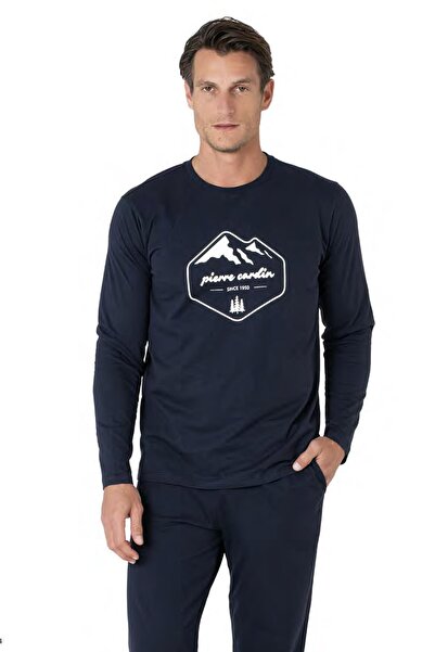 Pierre Cardin Men's 100% Cotton Pajama Set, Crew Neck, Long Sleeve Pajama Set