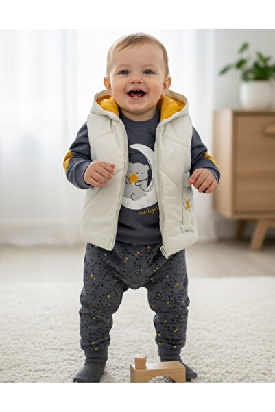 Egelite Baby Boy Transitional Inflatable Vest Set Crescent Embroidered, 3 Pie...