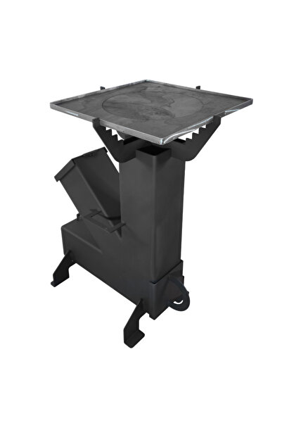 buz Sobă portabilă pe lemne, tip rachetă, cu mânere și plită, oțel, 65×35×80 cm