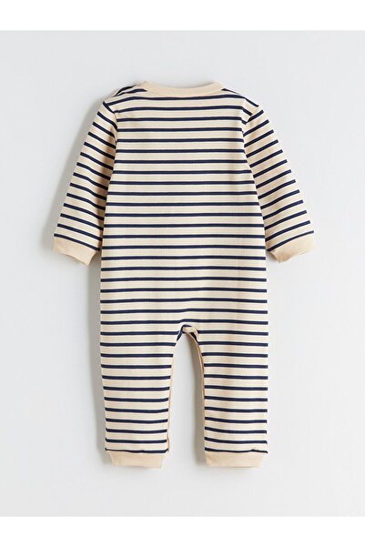 LC Waikiki LCW baby Bisiklet Yaka Çizgili Erkek Bebek Tulum