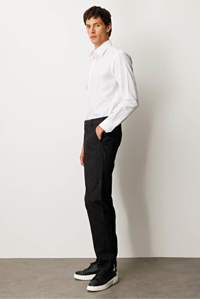 Desen Triko Men's Elastic Waist Side Pocket Cotton Trousers Antra