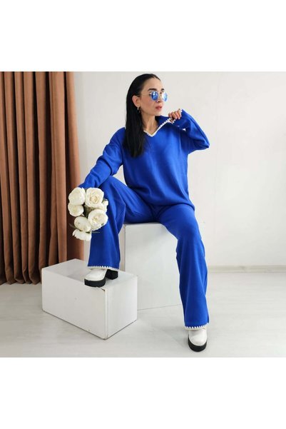 6 butik altı üstü butik Set de două piese din tricot brodat cu guler