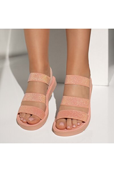 BMoD Women's pink flat sandals with elastic straps MOD11614