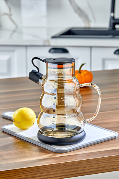 Cooker زجاجة زيت زيتون وخل من الزجاج البوروسيليكات سعة 1.1 لتر شفافة