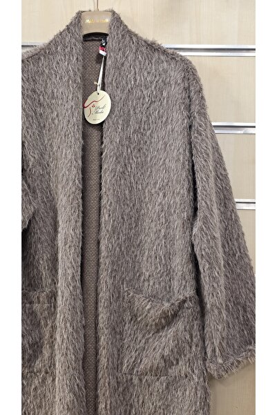 Park Moda Long Felt Coat Plain Pattern