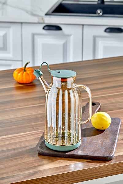 Cooker 1.1 Litre Borosilikat Cam Yağlık ve Sirkelik Zeytinyağ Şişesi Şeffaf