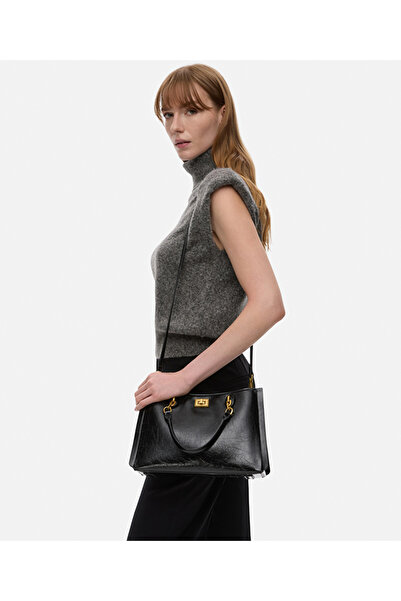 İpekyol Textured Leather Look Double Strap Bag
