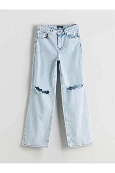 LC Waikiki Wideleg Ripped Detailed Women's Jean Trousers