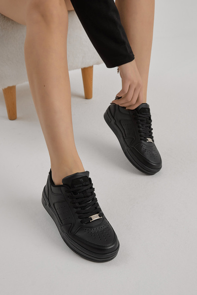 Tonny Black Unisex Siyah Termo Taban Bağcıklı Günlük Spor Ayakkabı