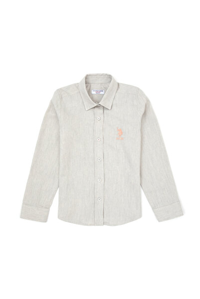 U.S. Polo Assn. Girl's Cream Melange Long Sleeve Basic Shirt 50317666-Xx7018