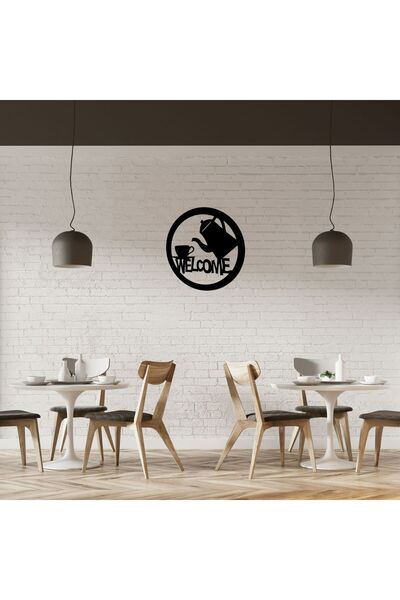 buz Metal wall decoration, "Welcome" design, 50 x 50 cm, black