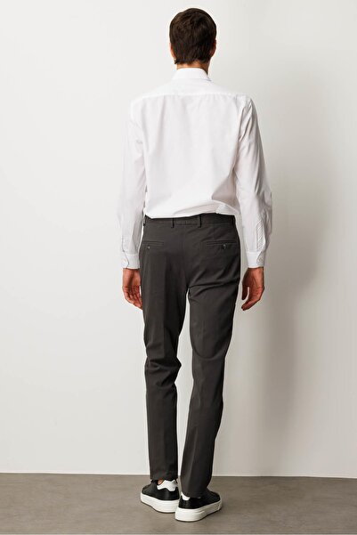 Desen Triko Men's Elastic Waist Side Pocket Cotton Trousers Antra