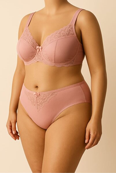 enmodaiçgiyim Σουτιέν με ενισχυτικό εσώρουχο με δαντέλα σε σκόνη μεγάλου μεγέθους C – Πλήρης κάλυψη, υψηλή υποστήριξη, φαρδύ λουράκι