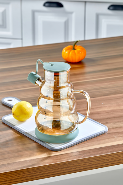 Cooker 1.1 Litre Borosilikat Cam Yağlık ve Sirkelik Zeytinyağ Şişesi Yeşil CKR4534