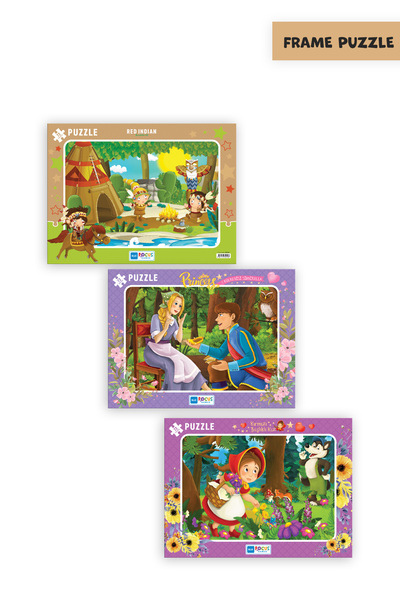 Blue Focus 3 Pcs 72 Pieces Children's Puzzle Indigenous and Princess Cinderel...