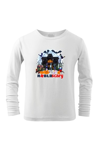 Funny Gift Tricou bluza cu maneca lunga pentru copii Halloween Roblox Scary
