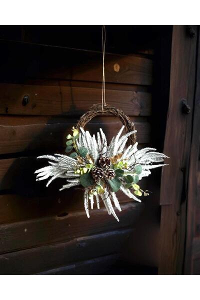 PARTİ SEPETİ Yılbaşı Temalı Yeni Yıl Karlı Kapı Süsü Çelenk Süs