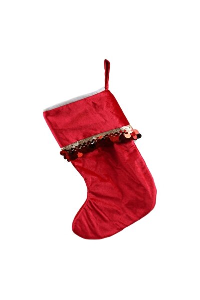 ideal STORE Șosetă decorativă de Crăciun 50 cm, roșu intens, material textil, ideală pentru decorarea interioară