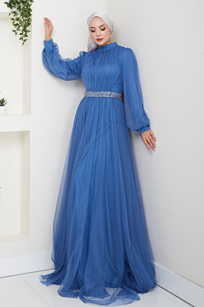 Raika Moda Taş Detaylı Büyük Beden Tesettür Abiye Alya
