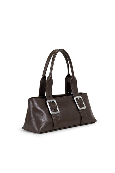 Twist Leather Look Handle Bag with Metal Clasp