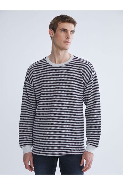 LC Waikiki Ανδρικό πλεκτό πουλόβερ Crew Neck ριγέ