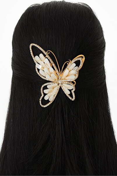 TAKIŞTIR Μεταλλική πόρπη με φιγούρα πεταλούδας σε χρυσό χρώμα