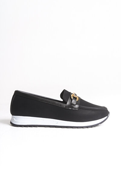 meyra'nın ayakkabıları Women's Black Denim Buckle Orthopedic Sole Ballerinas