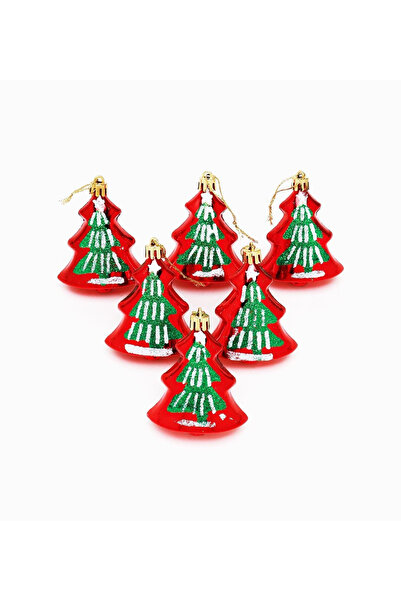 hediyeofisi 6-Piece Christmas Tree Ornament Premium Series 8 cm Size Pine Tree Model