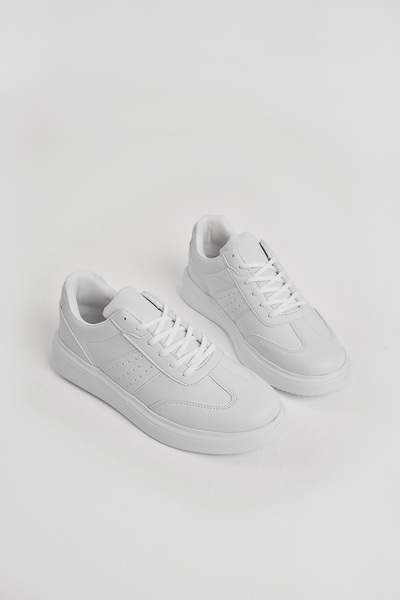 Tonny Black Мъжки бели дебели флисови спортни обувки с лека подметка и връзки