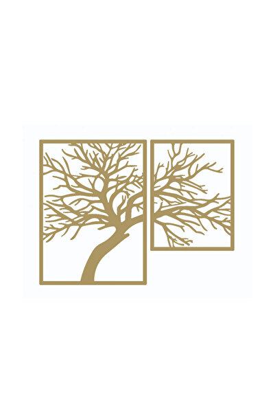 buz Decorațiune murală metalică, model copac, 106 x 80 cm, auriu