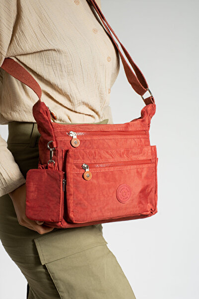 MEGA ÇANTA Crinkle Fabric Multi-Voluminous Stylish and Compact Crossbody/Shoulder Women's Bag