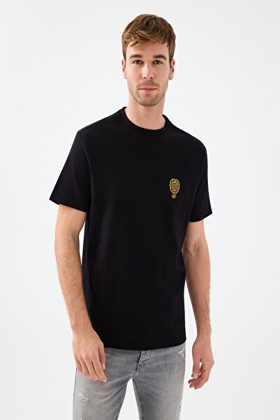 Loft 2038464 Siyah Erkek Bisiklet Yaka Bakılı Regular Fit T-shirt